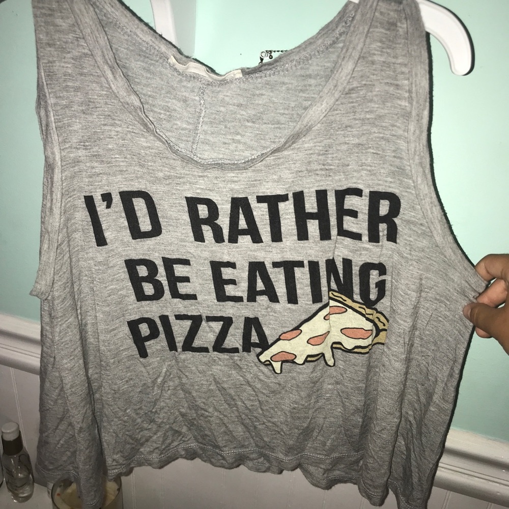 rather be eating pizza crop graphic tee size small